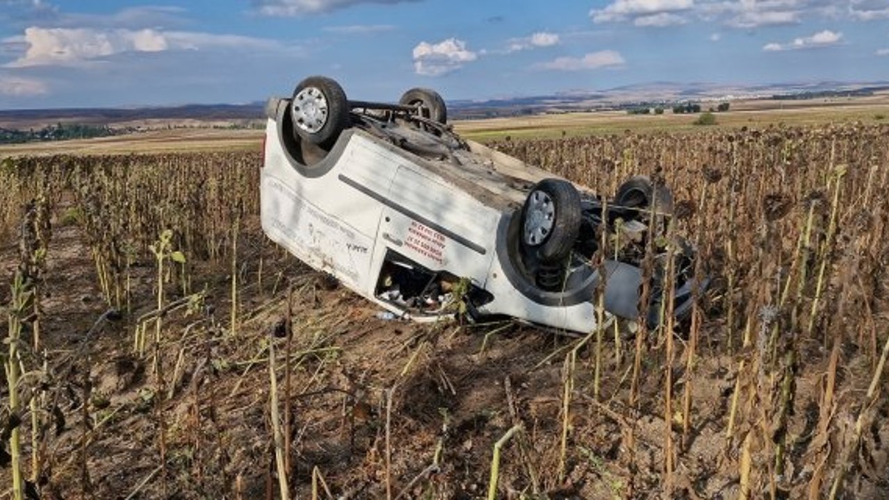 Kontrolden çıkan ticari araç tarlaya devrildi: 4 yaralı