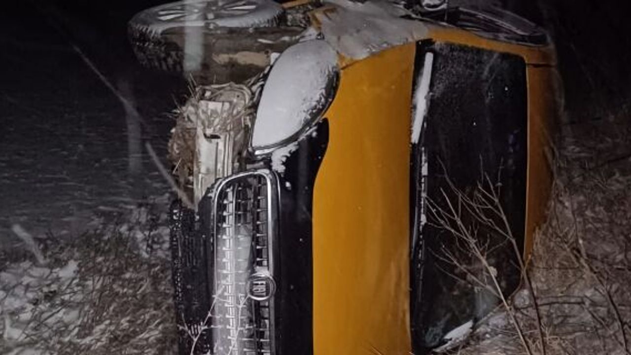 Alaca'da şarampole devrilen ticari taksinin sürücüsü yaralandı