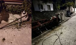 Saman yüklü tır telleri kopardı, direkleri devirdi