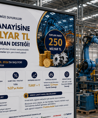 İmalat sanayisine 250 milyar TL’lik finansman desteği