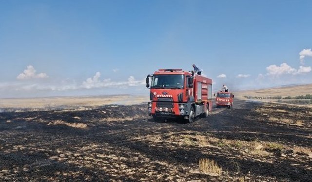 Anız yangını ormanlık alana sıçramadan söndürüldü
