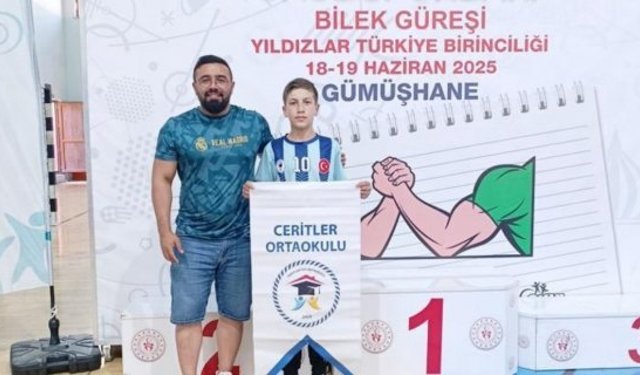 Alacalı genç sporcu Baki Arslan, Türkiye Bilek Güreşi Şampiyonası’nda 7’nci oldu