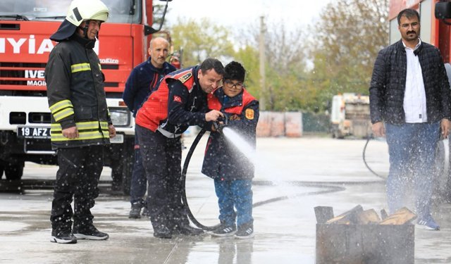 Alaca'da özel öğrencilerle tatbikat