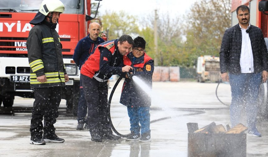 Alaca'da özel öğrencilerle tatbikat