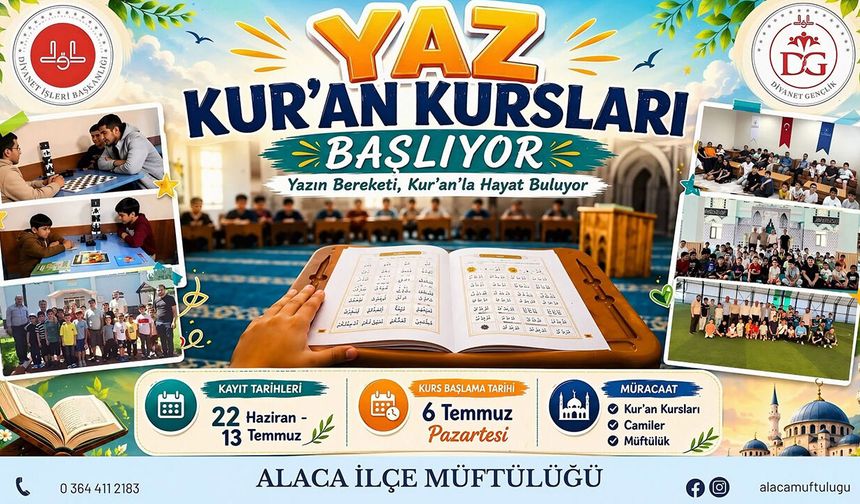 Yaz Kur’an Kursları 6 Temmuz’da başlıyor