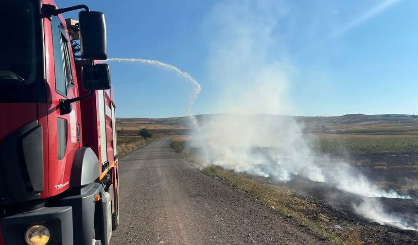 Alaca’da anız yangını büyümeden söndürüldü